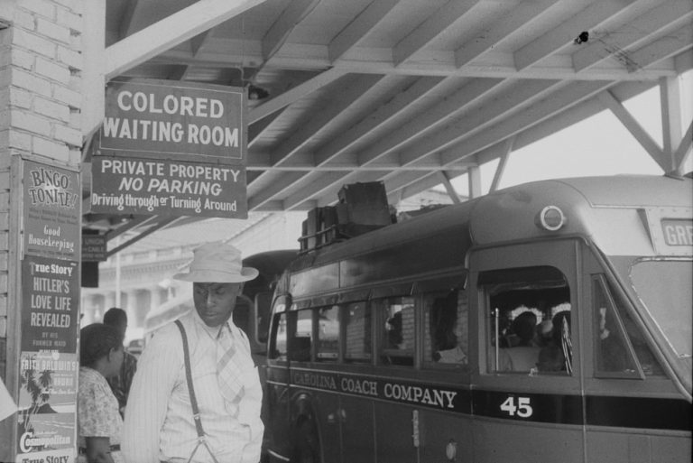 At the bus station in Durham, North Carolina